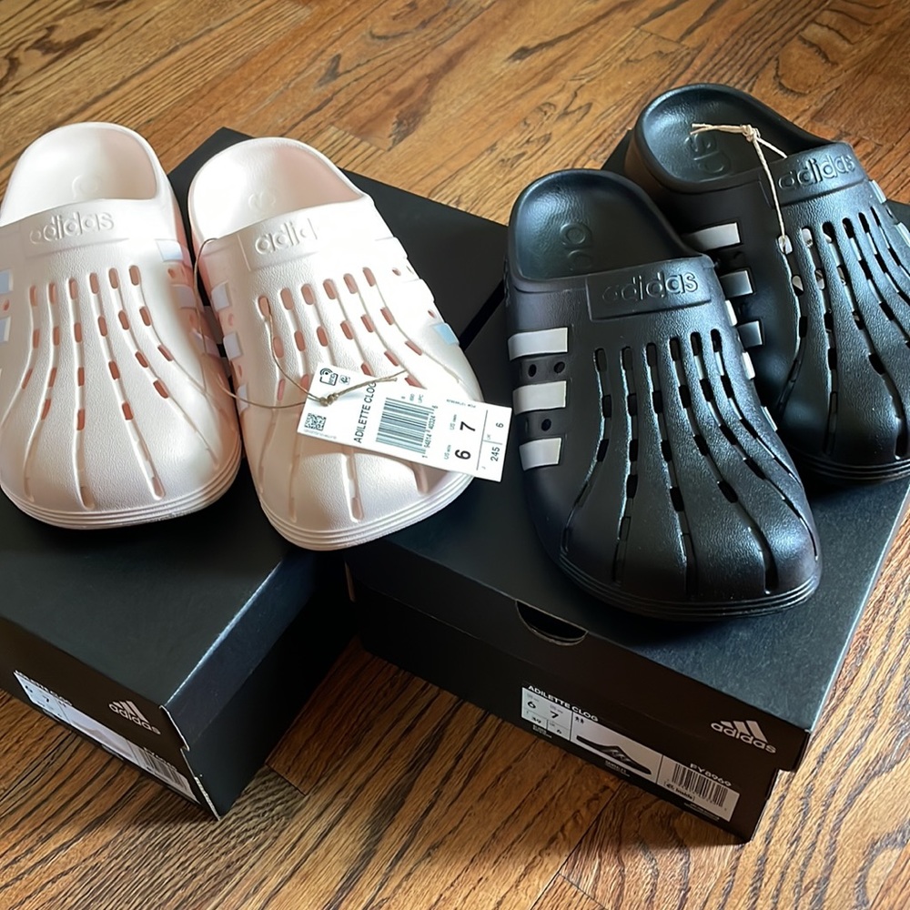 Brand new Adidas ADILETTE CLOGS pink or black